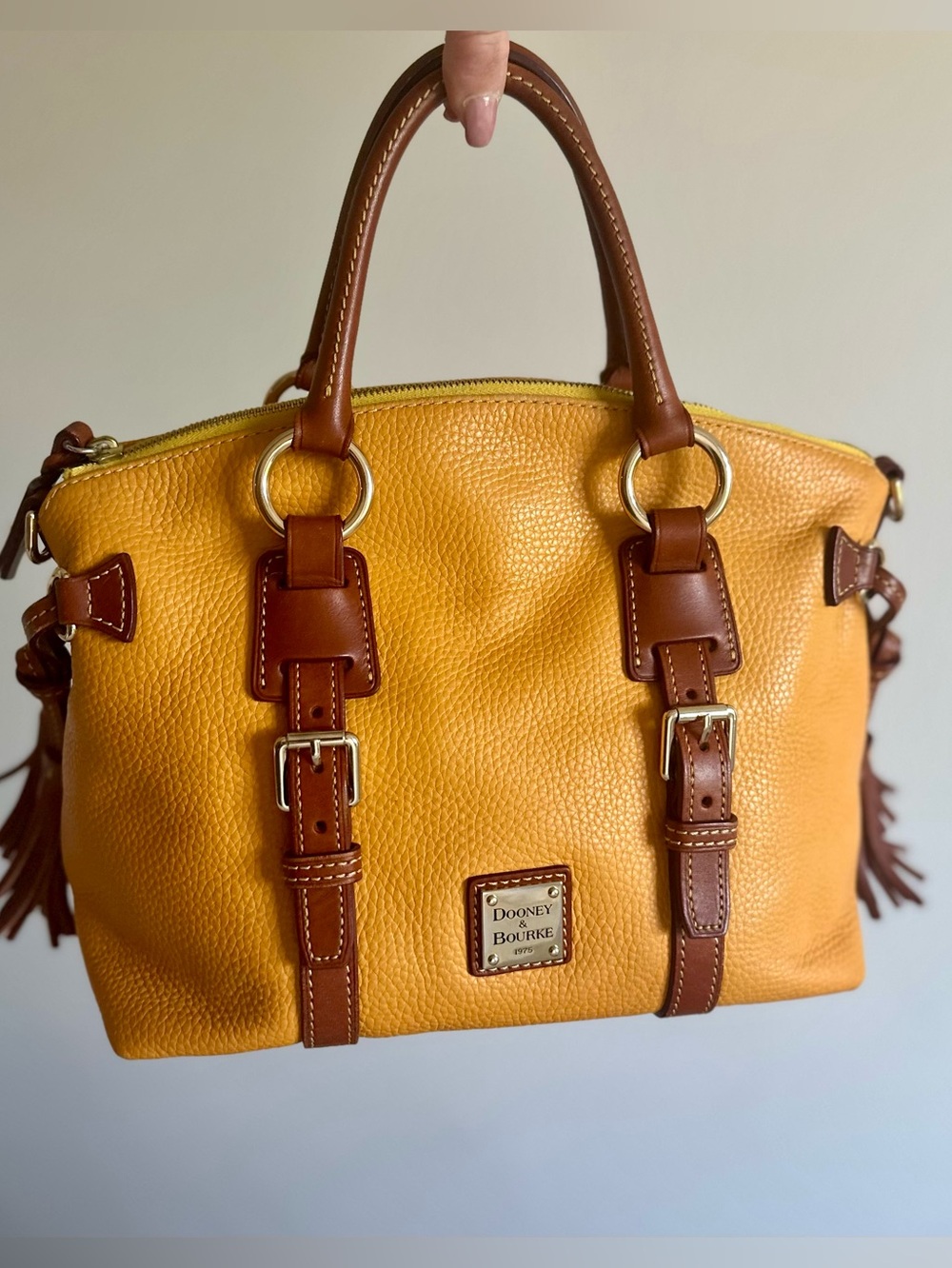 Dooney & Bourke Yellow Pebble Leather Bristol Satchel Sunflower